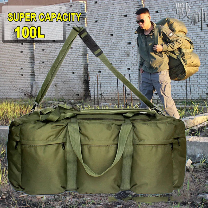 Extra Large 100L Heavy Duty Camping Backpack/Duffel - Military Grade, Waterproof with Multiple Pockets - Extra Large 100L Heavy Duty Camping Backpack/Duffel - Military Grade, Waterproof with Multiple Pockets Readi Gear