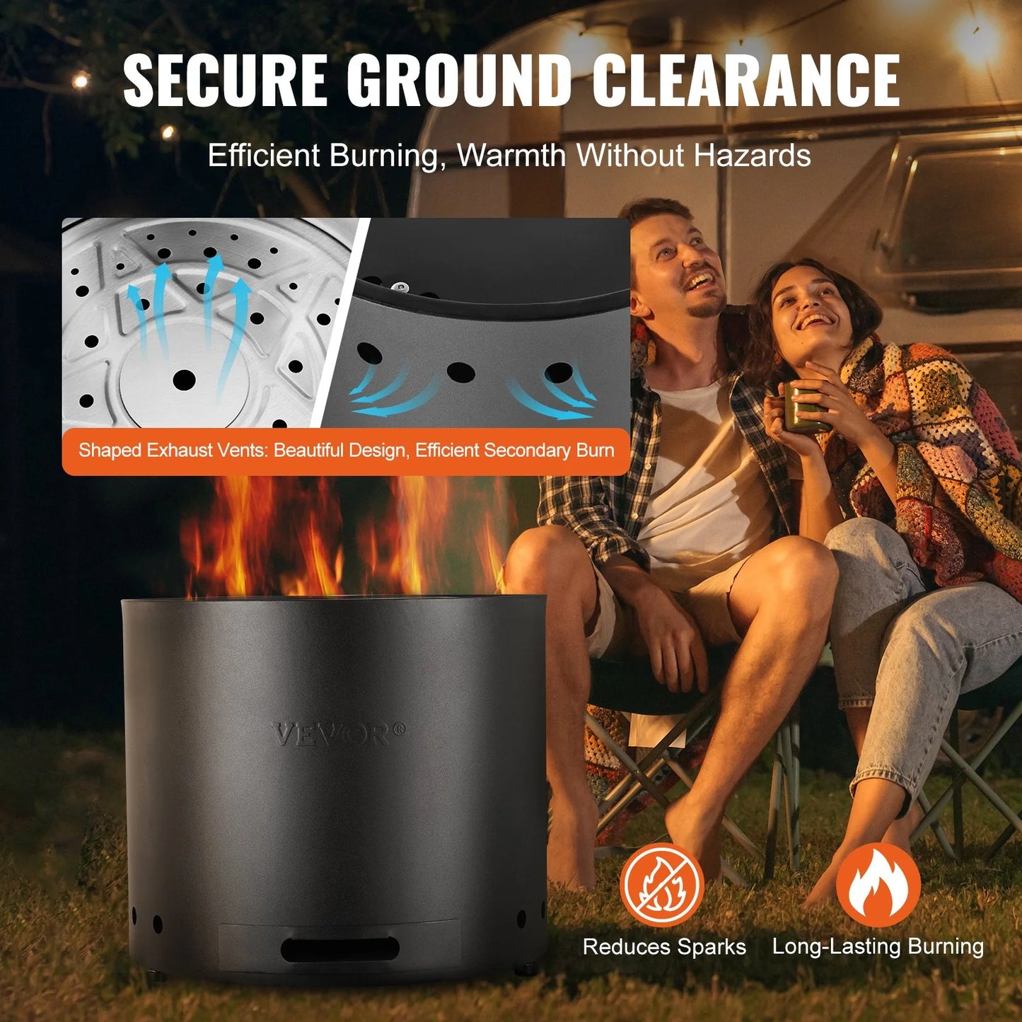 15" Smokeless Fire Pit – Portable Stainless Steel Outdoor Stove