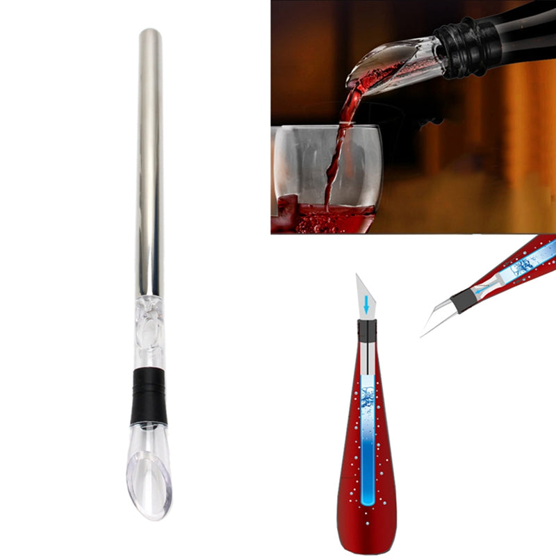 Stainless Steel Wine Chiller Stick: 3-in-1 Cooling Rod, Aerator & Stopper - Wine Chillers & Accessories Readi Gear