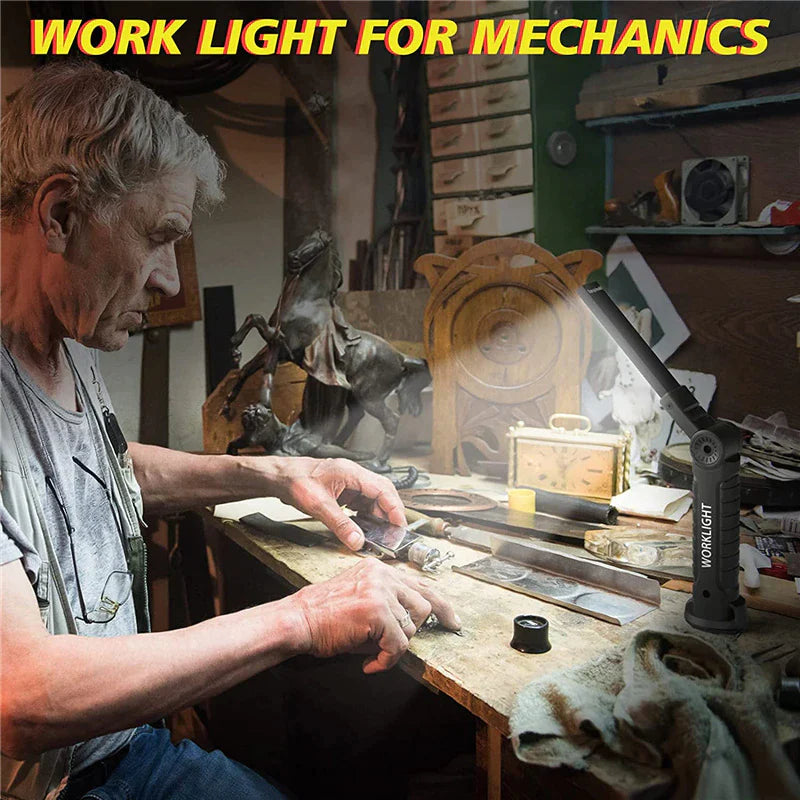 360° Rotating LED Work Light with 5 Modes, Hook and Magnetic Base - Work Light Readi Gear