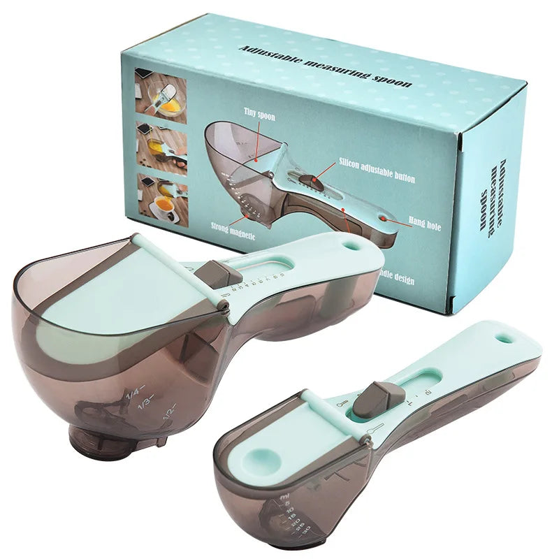 QuickMeasure Magnetic Measuring Set - For Dry & Liquid Ingredients - Adjustable measuring cup and spoon set Readi Gear