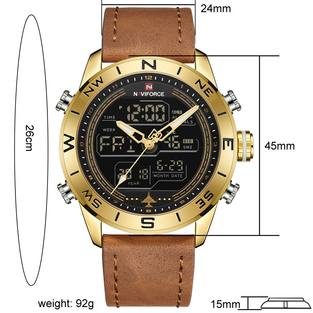 NAVIFORCE Command Series Multifunction Leather Men's Watch - Multifunction Leather Men's Watch Readi Gear