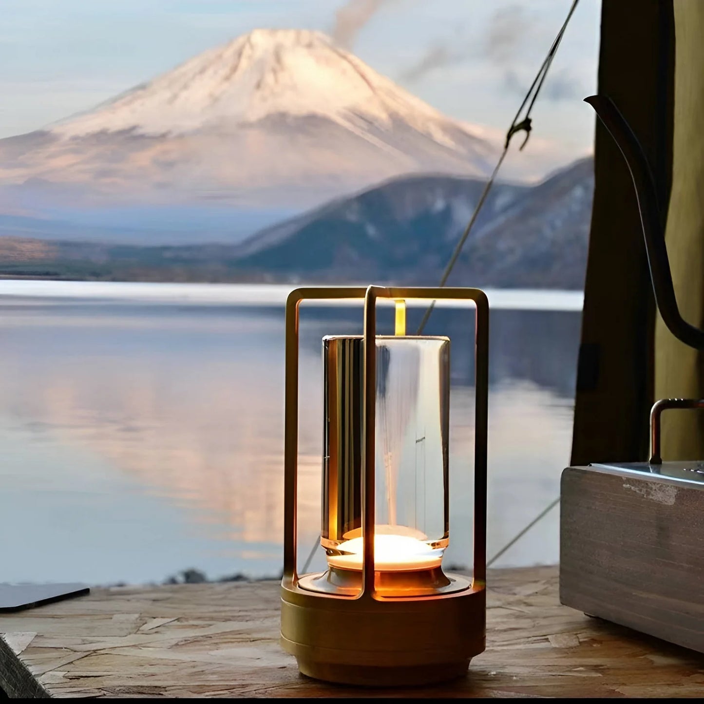 NordicWoods Rustic Lantern - USB Rechargeable Cabin Light - rustic table lamp Readi Gear