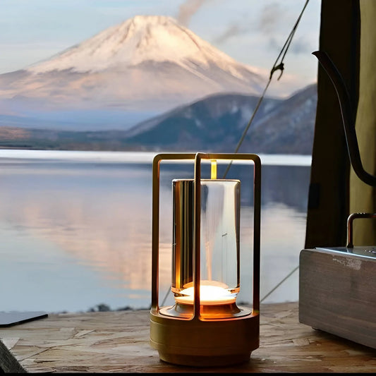NordicWoods Rustic Lantern - USB Rechargeable Cabin Light - rustic table lamp Readi Gear
