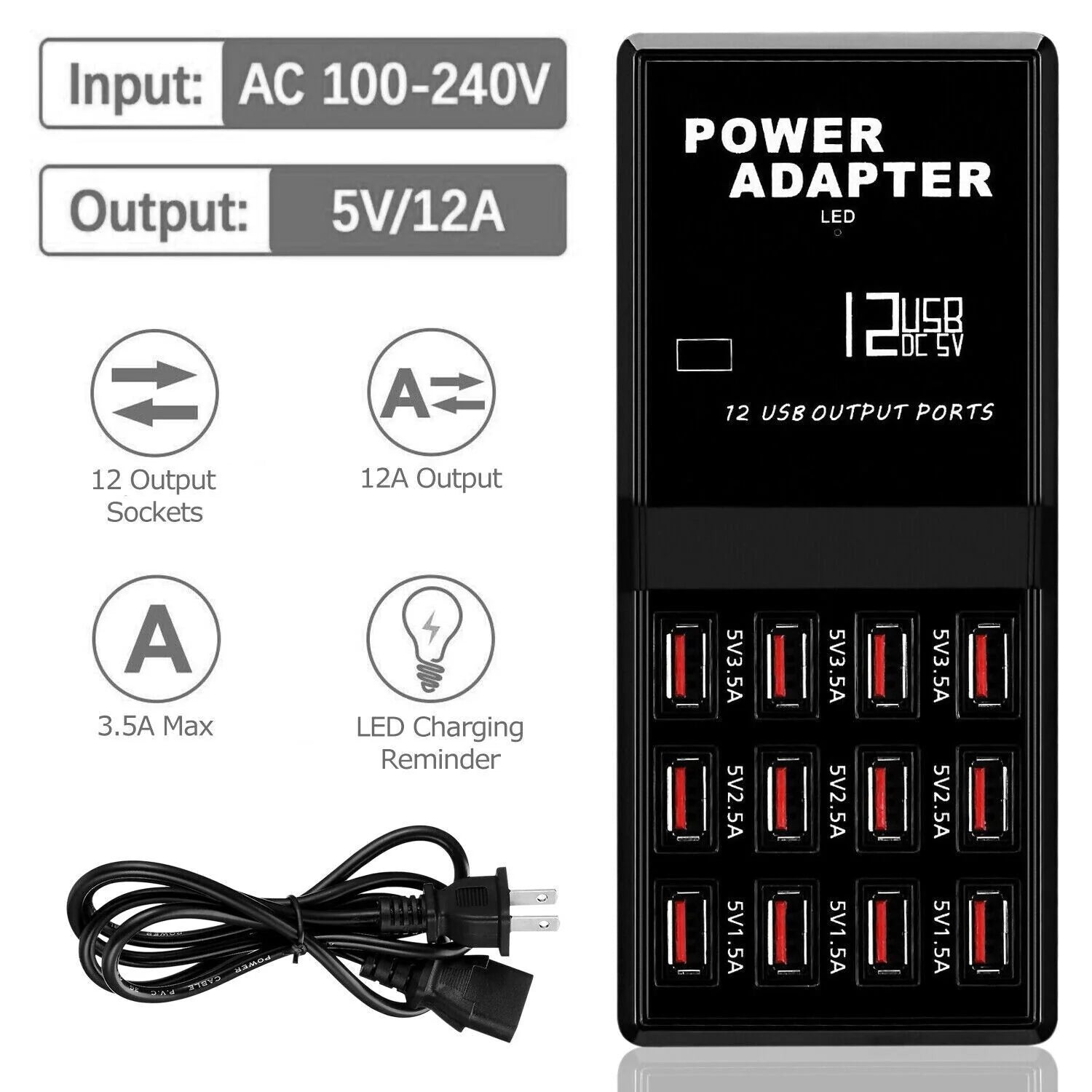 PowerPro 12-Port USB Charging Station: Desktop & Wall Charger Organizer - USB Charging Station Readi Gear