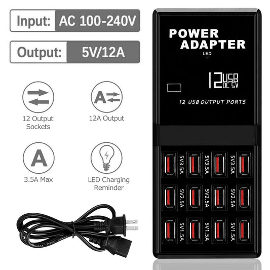 PowerPro 12-Port USB Charging Station: Desktop & Wall Charger Organizer - USB Charging Station Readi Gear