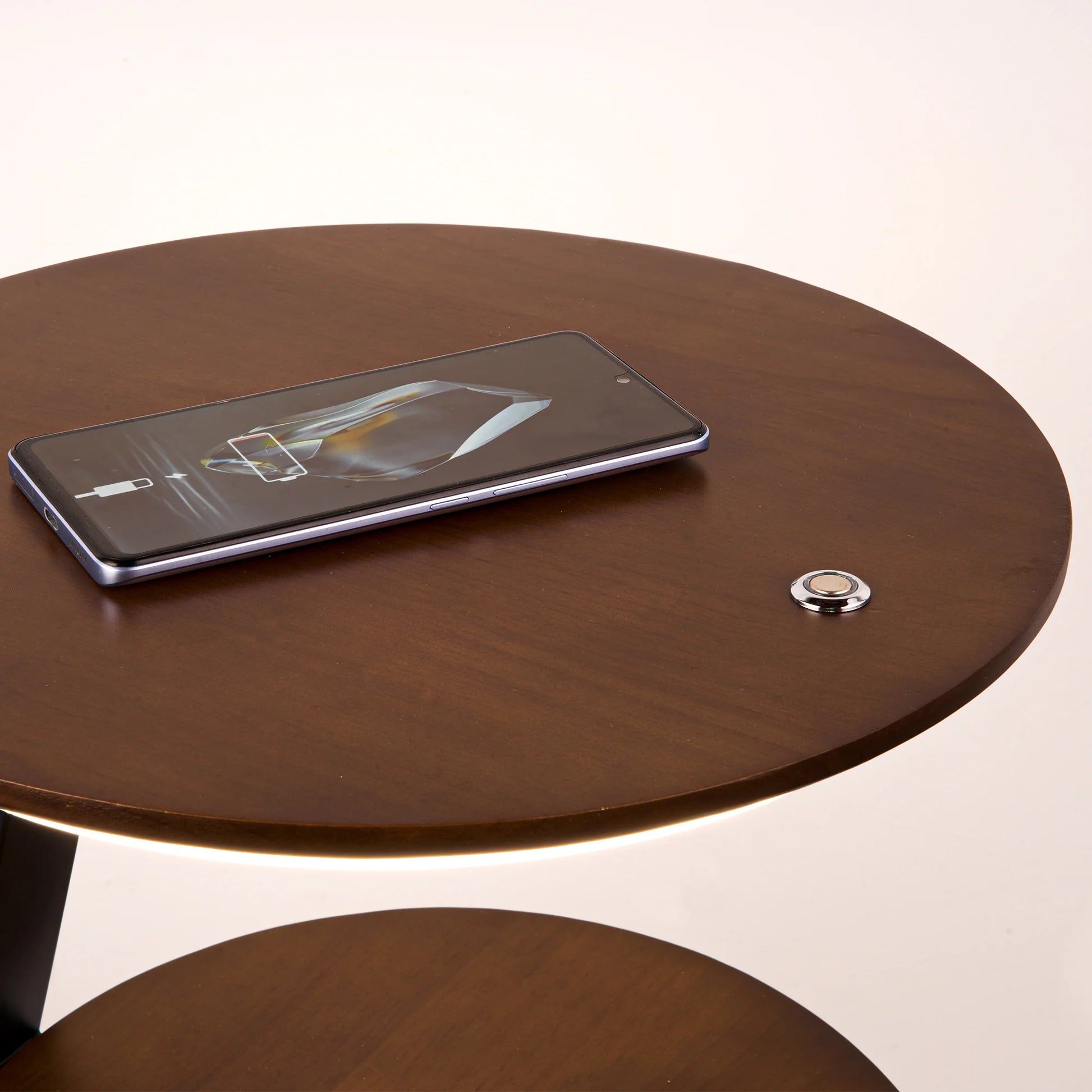 SmartGlow Nightstand: Dimmable LED Nightlight & Wireless Device Charger - Nightstand with light and charger Readi Gear