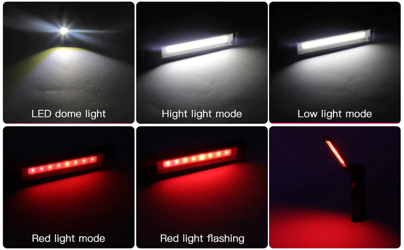 360° Rotating LED Work Light with 5 Modes, Hook and Magnetic Base - Work Light Readi Gear
