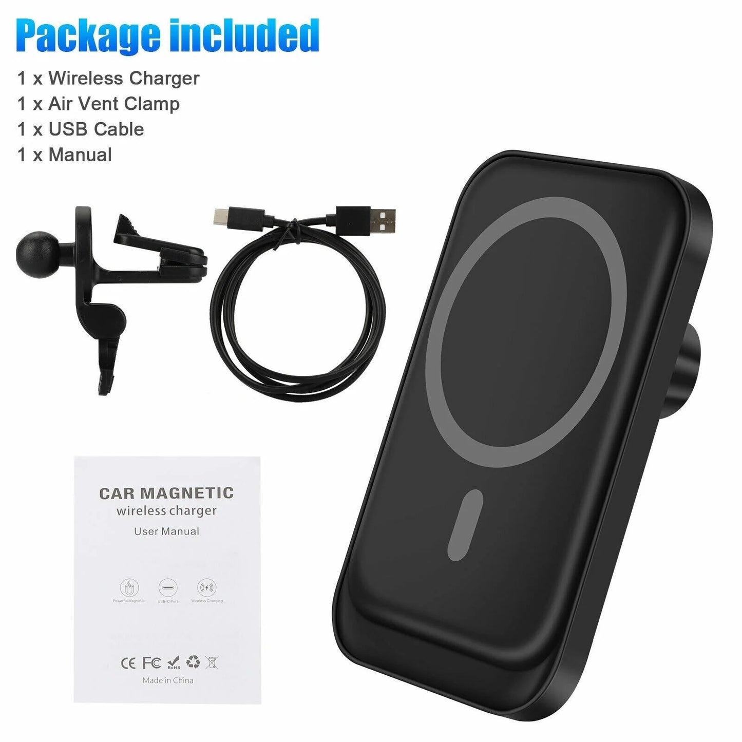 Magnetic Wireless Car Charger Mount for iPhone 12 13 14 Pro Max - Magnetic wireless car charger Readi Gear
