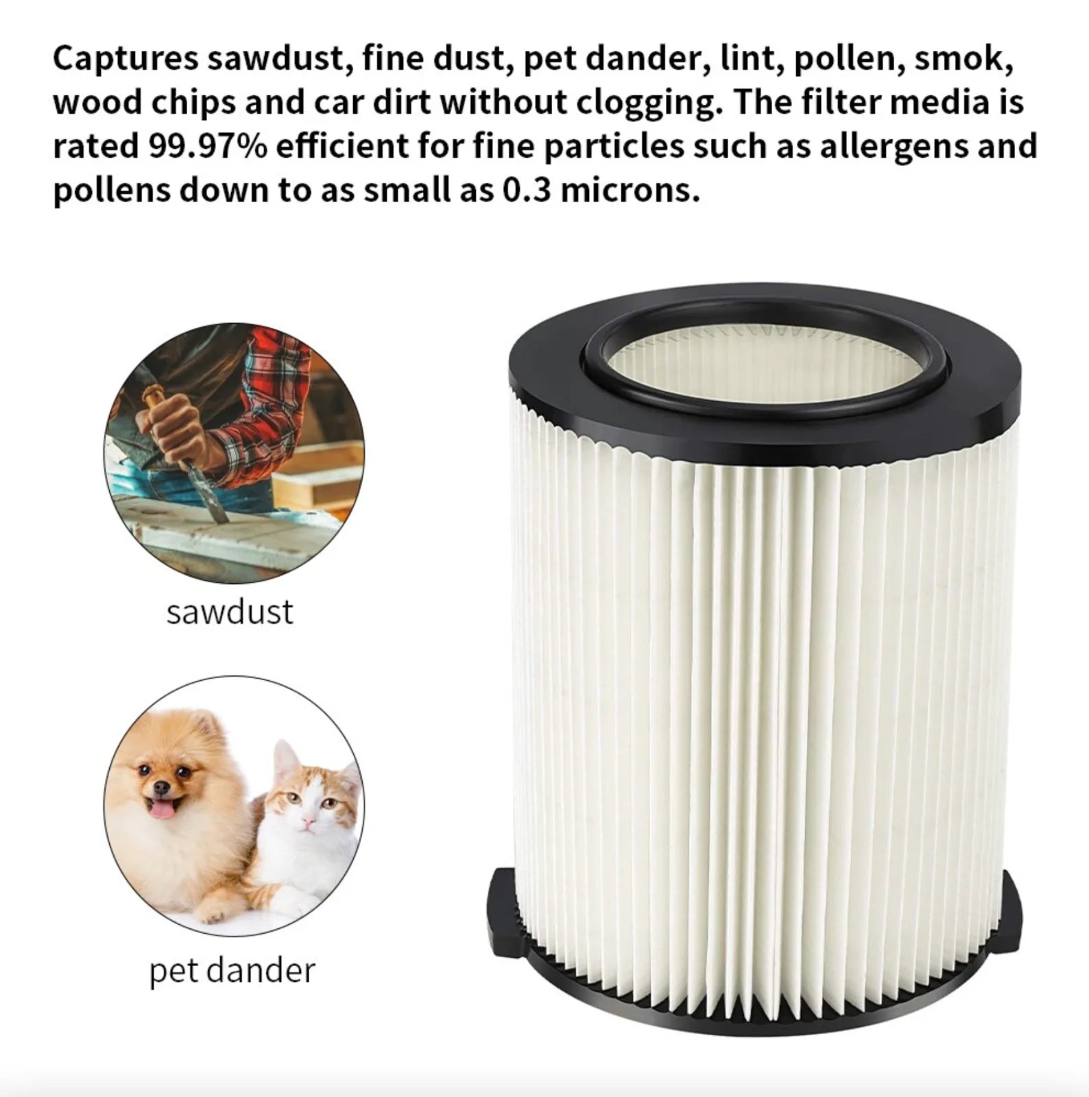 RIDGID VF4000 Wet/Dry Shop Vac Replacement Filter - Washable & Reusable (fits HUSKY & CRAFSTMAN Vacs) - Wet/Dry Shop Vac Filter Readi Gear