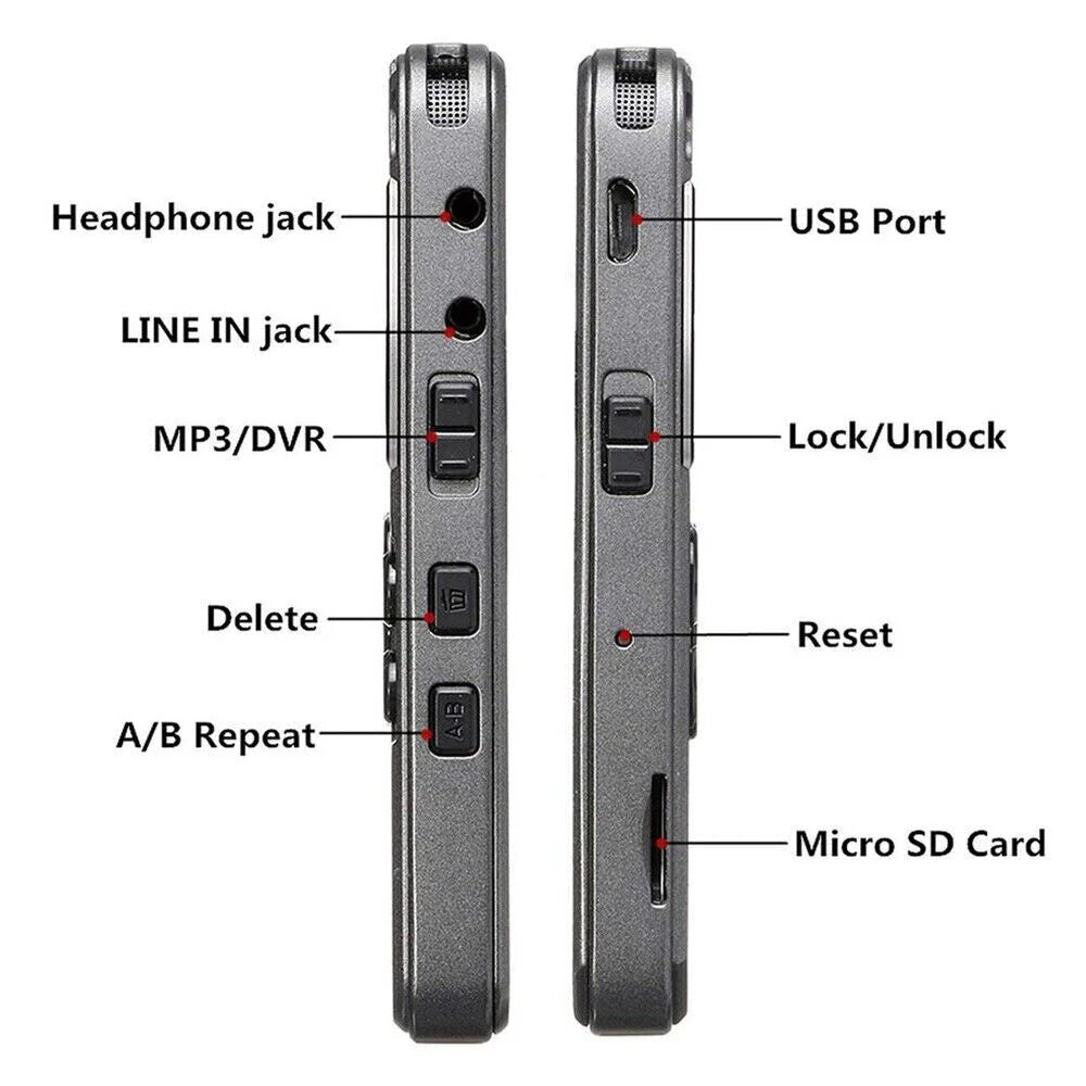 64GB Digital Voice Recorder & MP3 Player with LCD Display - Digital voice recorder Readi Gear