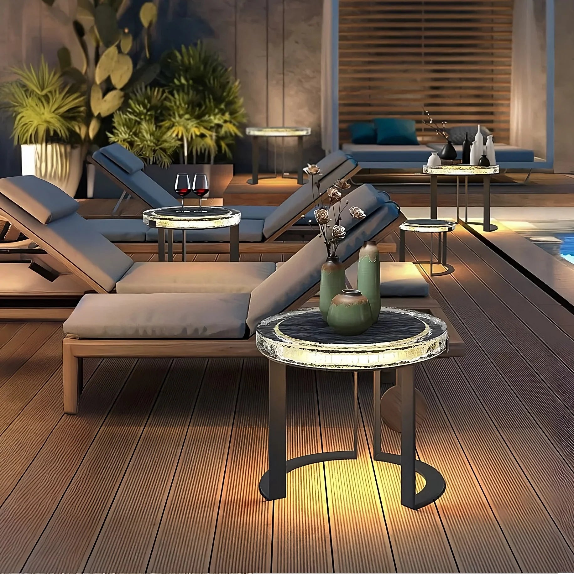 SunGlow Solar-Powered LED Weatherproof Outdoor Patio Table - Solar patio table Readi Gear