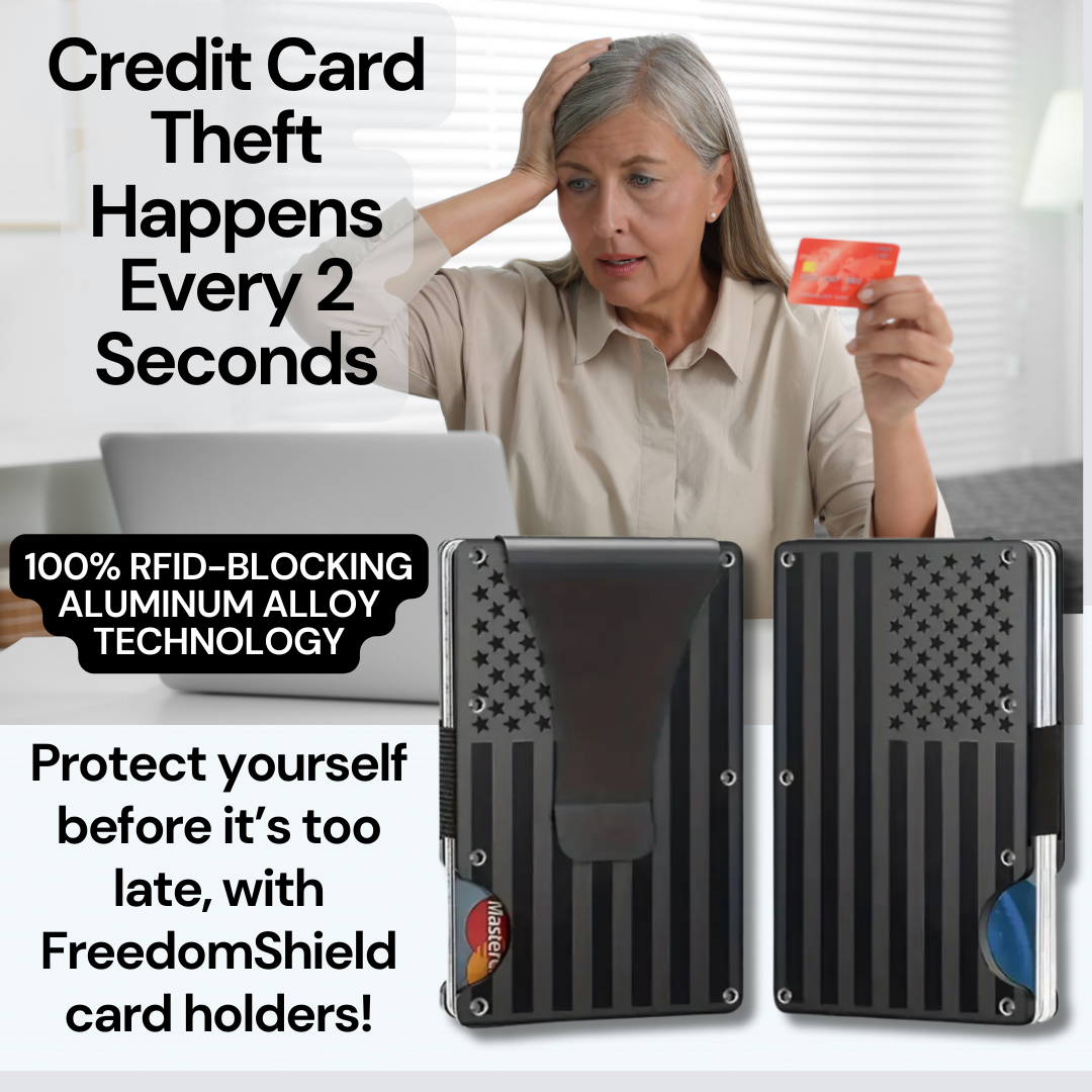 FreedomShield RFID-Blocking Aluminum Alloy Wallet - USA Flag RFID Blocking Card Holder Readi Gear
