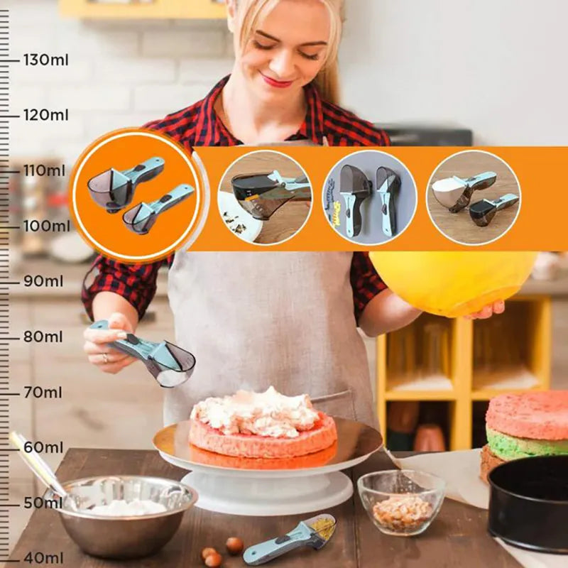 QuickMeasure Magnetic Measuring Set - For Dry & Liquid Ingredients - Adjustable measuring cup and spoon set Readi Gear