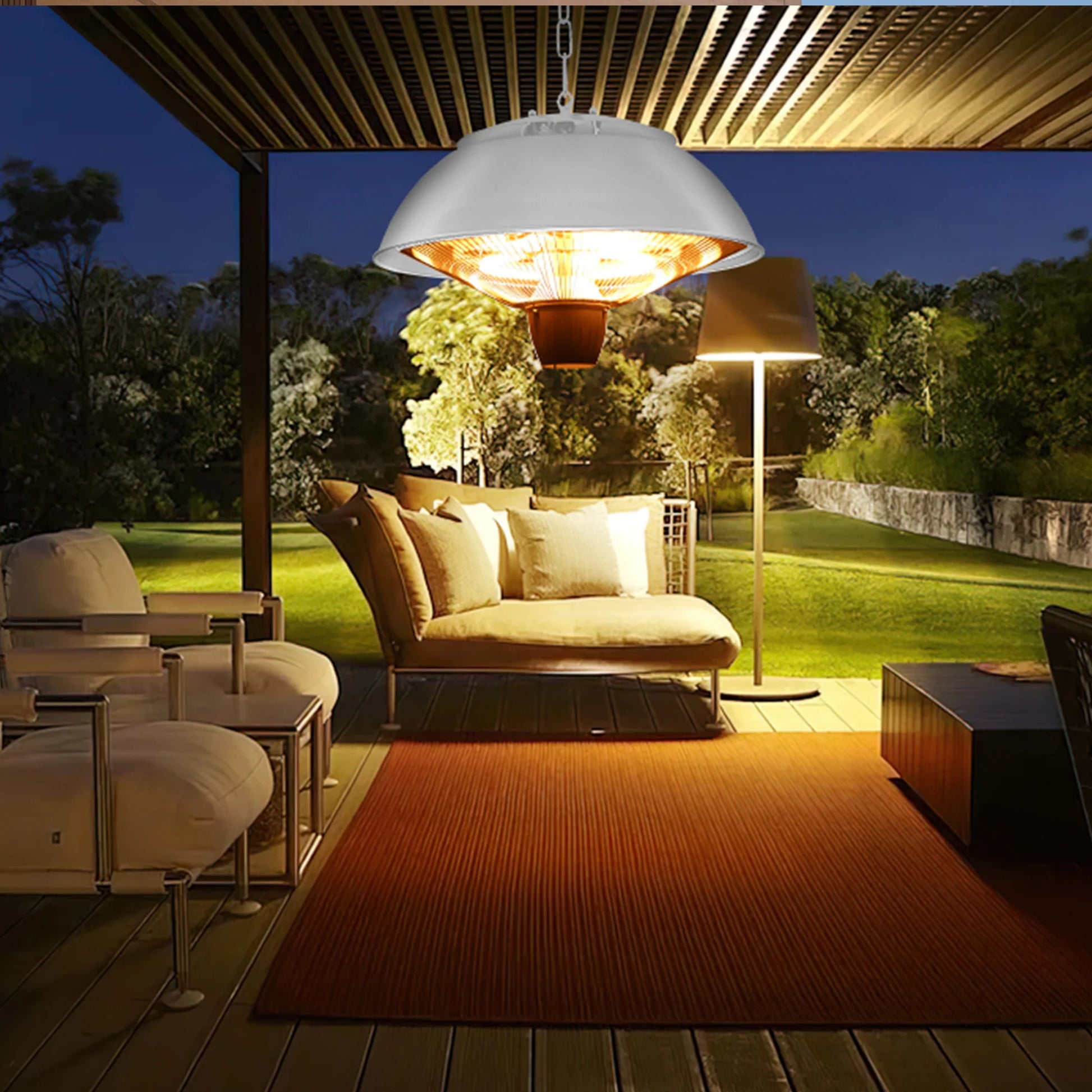 CozyGlow 1500W Indoor/Outdoor Hanging Patio Heat Lamp - Hanging patio heater Readi Gear