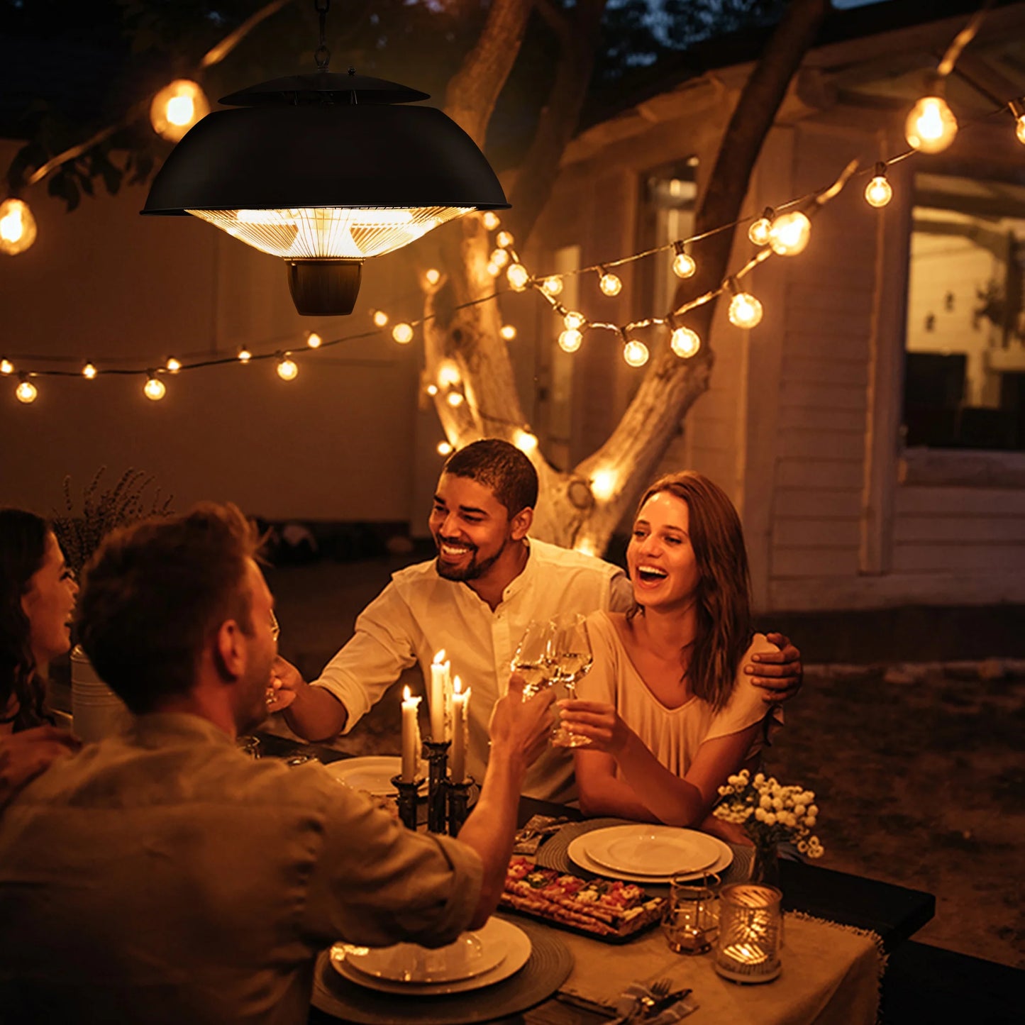 CozyGlow 1500W Indoor/Outdoor Hanging Patio Heat Lamp - Hanging patio heater Readi Gear