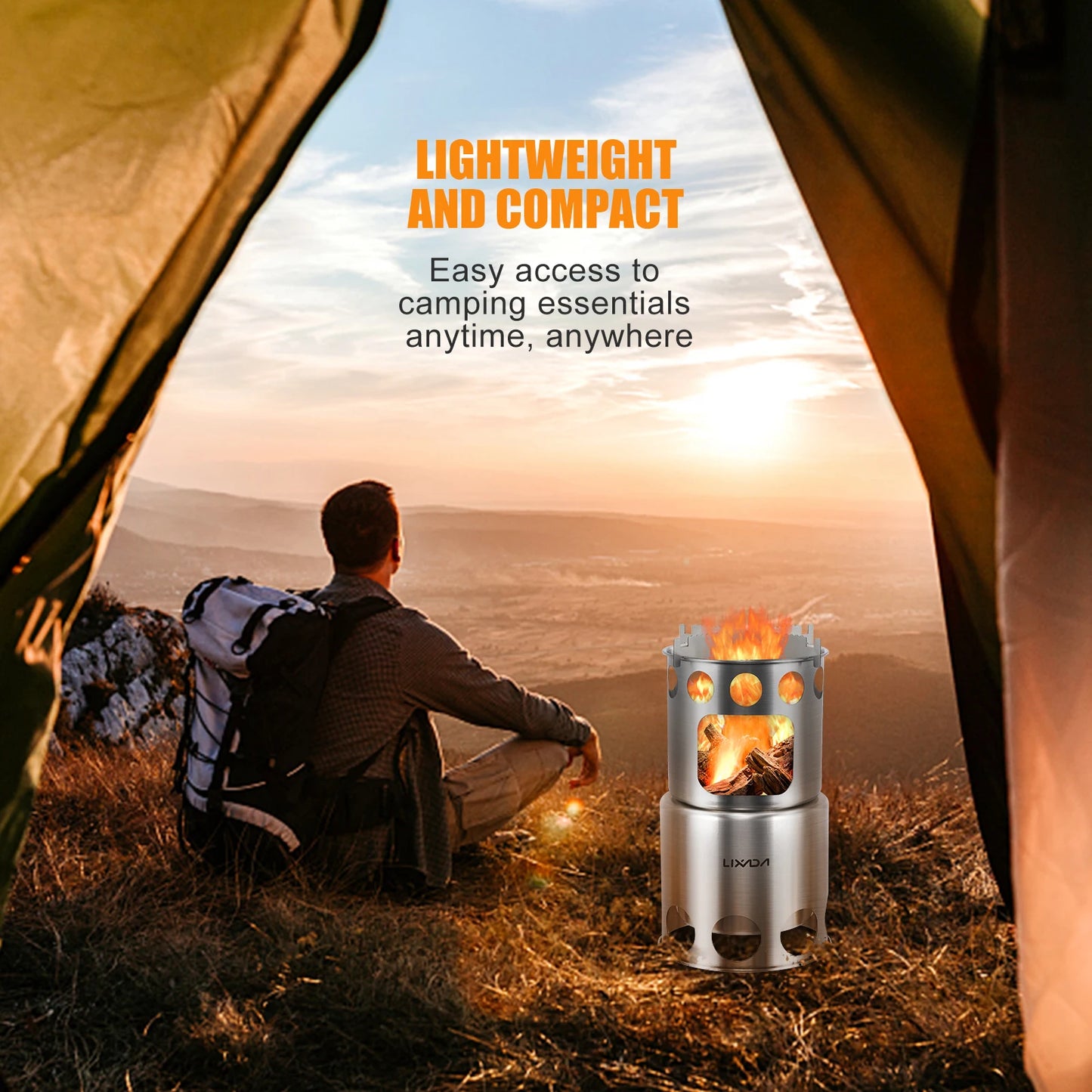 Lixada Portable Wood Stove - Lightweight Stainless Steel Cooking Burner for Camping - Portable Cooking Stove Readi Gear