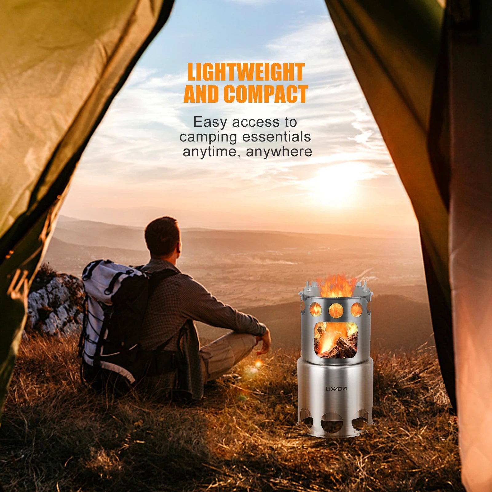 Lixada Portable Wood Stove - Lightweight Stainless Steel Cooking Burner for Camping - Portable Cooking Stove Readi Gear