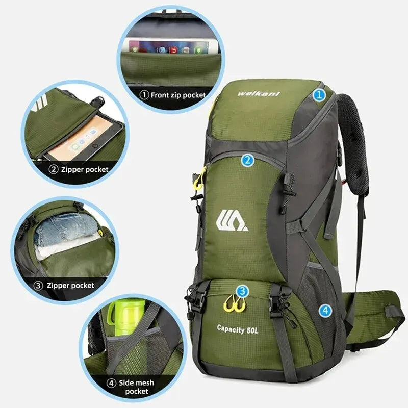 RidgeRunner 50L Large Capacity Waterproof Hiking Backpack - RidgeRunner 50L Large Capacity Waterproof Hiking Backpack Readi Gear