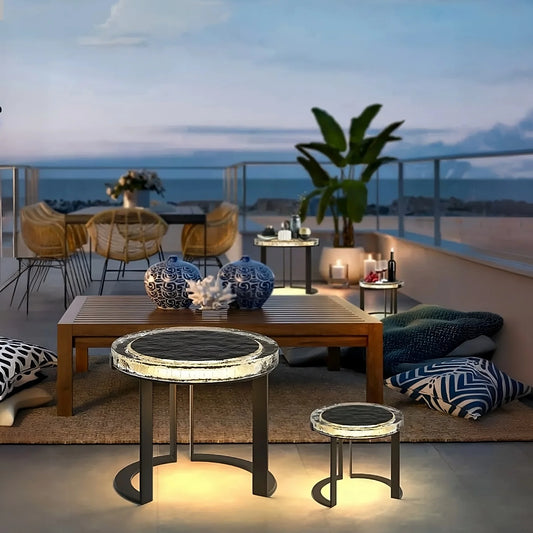 SunGlow Solar-Powered LED Weatherproof Outdoor Patio Table - Solar patio table Readi Gear