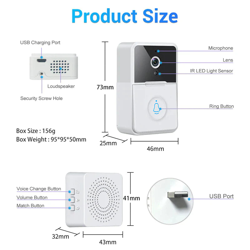 ShieldCam Wireless Doorbell - HD Video, Night Vision & 2-Way Intercom - Smart doorbell and security camera Readi Gear