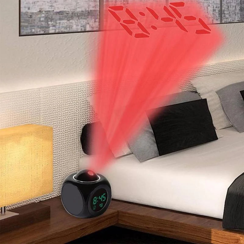 90° Swivel LED Projection Alarm Clock with Voice Talking & Weather Display - 90° Swivel LED Projection Alarm Clock with Voice Talking & Weather Display Readi Gear
