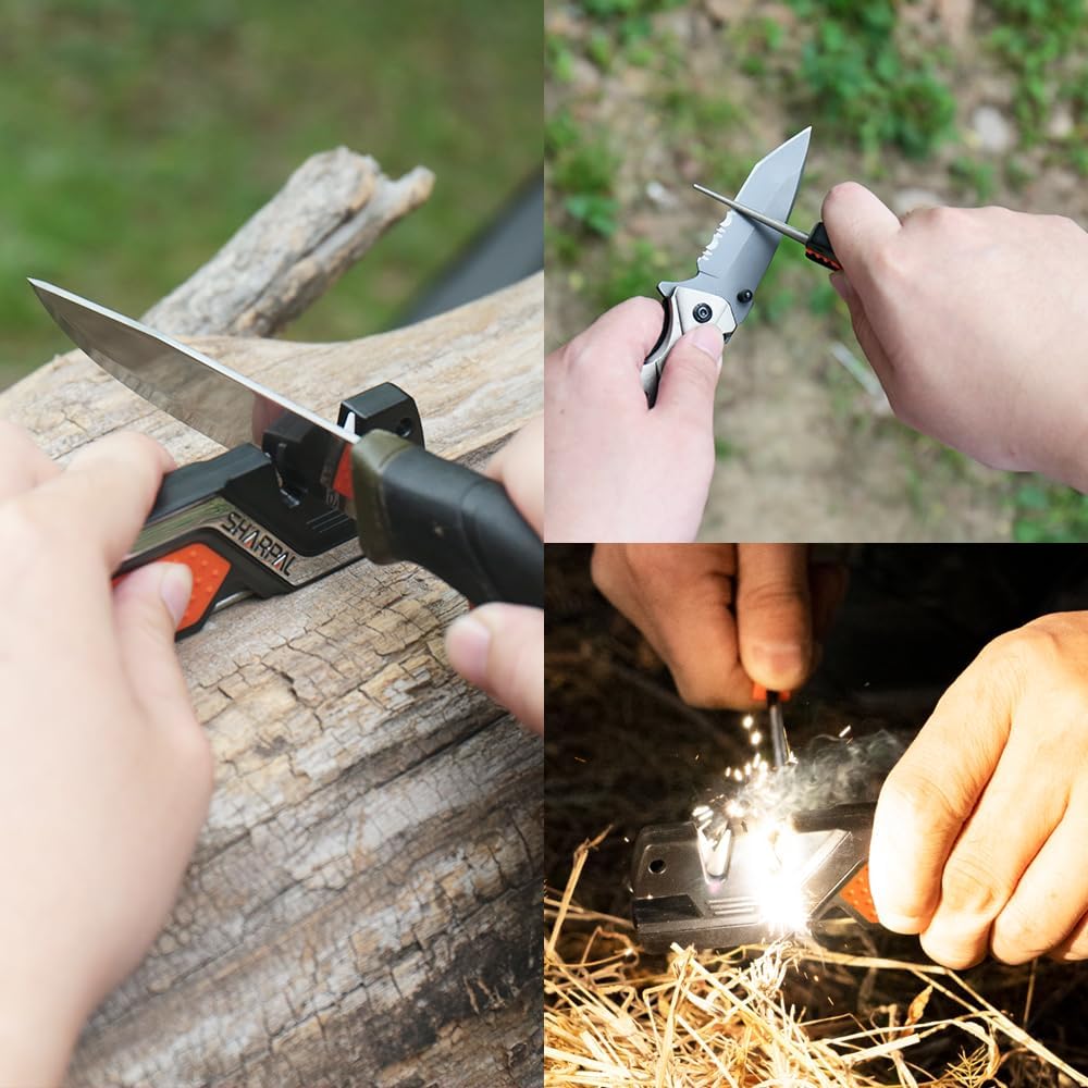 6-in-1 Knife Sharpener/Fire Starter & Garden Blade Tool Sharpening Set - Knife sharpener/fire starter & garden blade sharpener Readi Gear