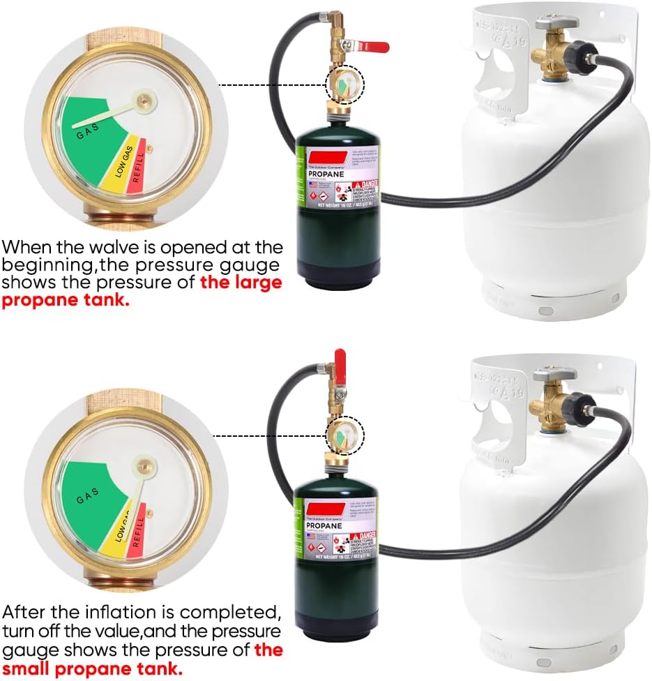 1LB Propane Tank Refill Hose with On/Off Valve – Fits 20/40LB Tanks