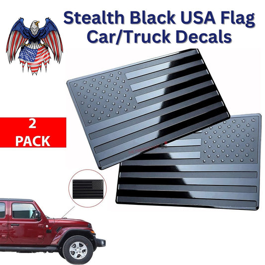 Stealth Black USA Flag Car/Truck Decals - 2 Pack