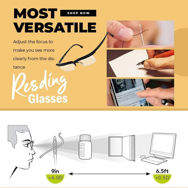 VisionMaster Dial Adjustable Glasses: Variable Focus Eyewear for Any Distance - Readi Gear