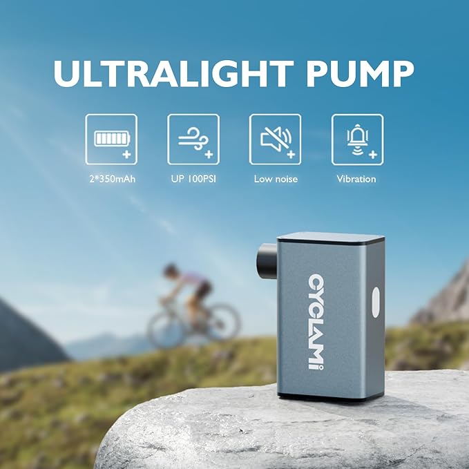 CYCLAMI Compact Rechargeable Bike Tire Inflator - Rechargeable Bike Tire Pump Readi Gear