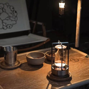 NordicWoods Rustic Lantern - USB Rechargeable Cabin Light - rustic table lamp Readi Gear