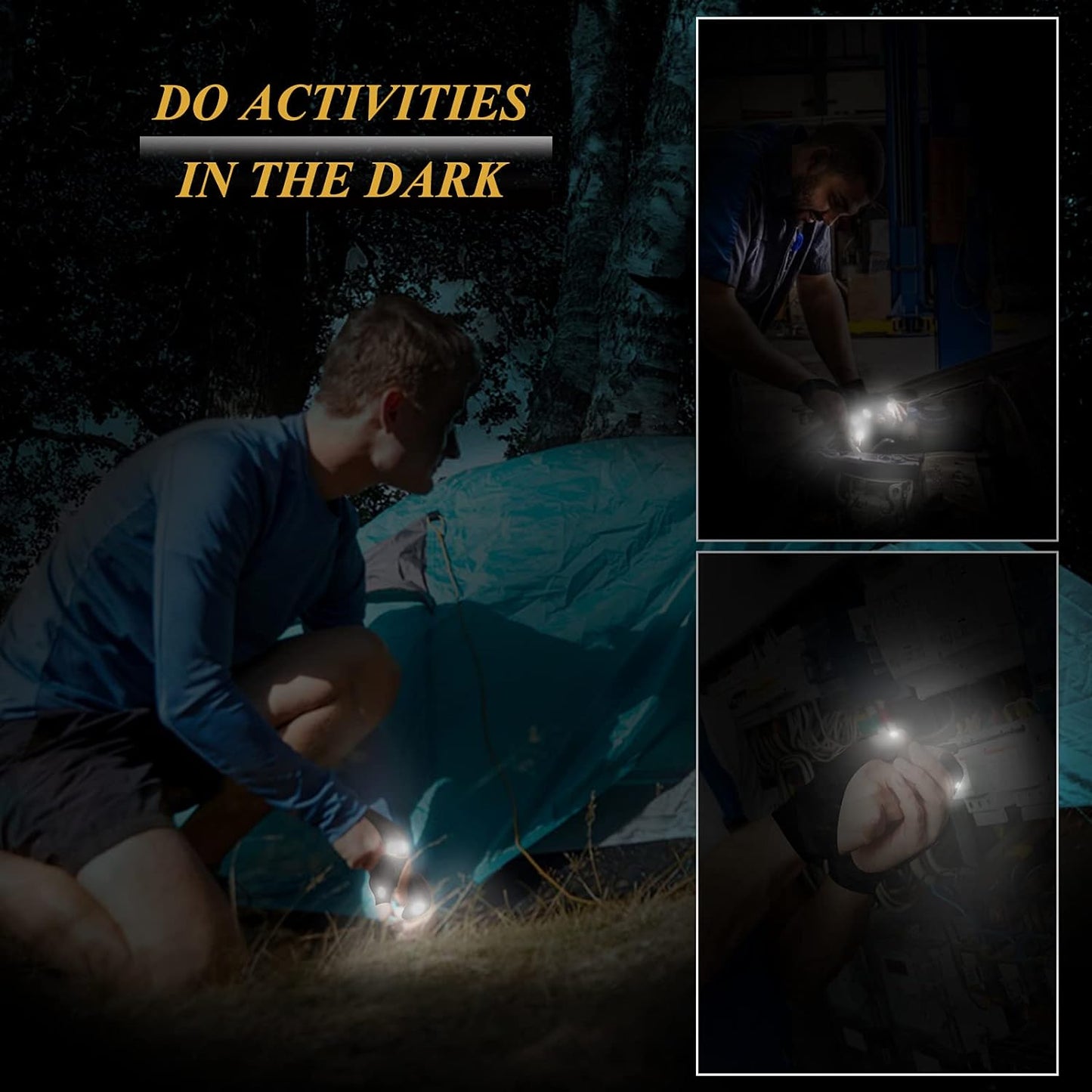 CamoGuard LED Flashlight Gloves - Hands-Free Waterproof Light for Outdoors - Flashlight gloves Readi Gear