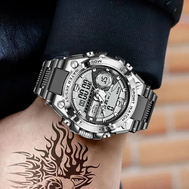 Lige SteelForce 50M Waterproof Military Sport Watch with LED - waterproof military watch Readi Gear
