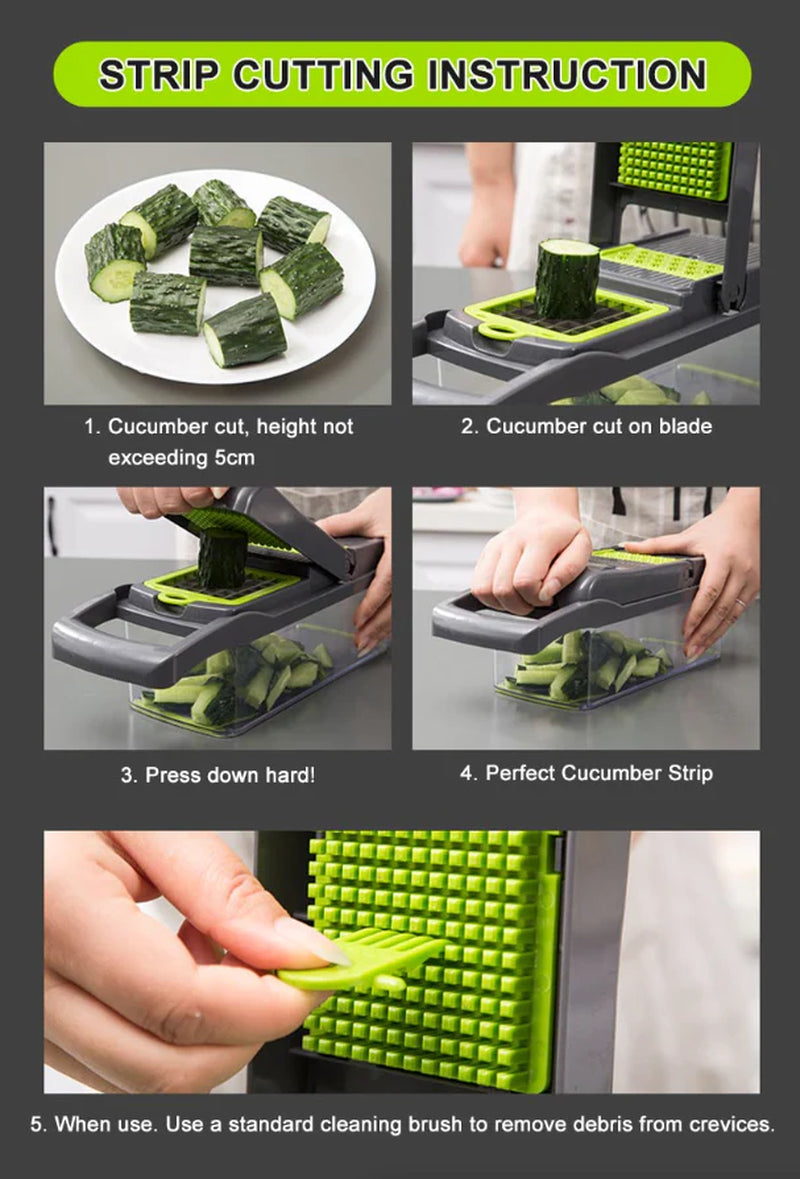 MasterChef 14-Piece Vegetable Fruit Chopper Dicer Slicer Set - Kitchen Slicer Readi Gear