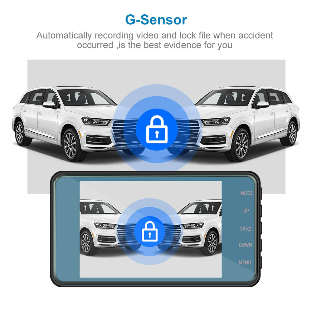 4” HD Touch Screen Dual Lens Dash Cam Recorder – Front & Rear Night Vision - Dash camera Readi Gear