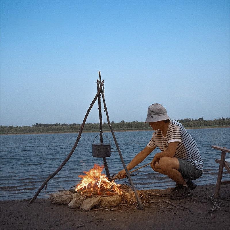 Trailblazer's Triangle: Stainless Steel Tripod Pot Hanger for Campfire Cooking - Campfire cooking gear Readi Gear