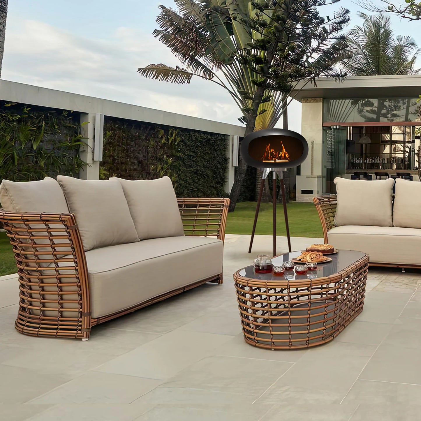 Rustic Flame Tripod Fireplace - Smokeless Indoor & Outdoor Warmth - Indoor/Outdoor Ethanol Fireplace Readi Gear
