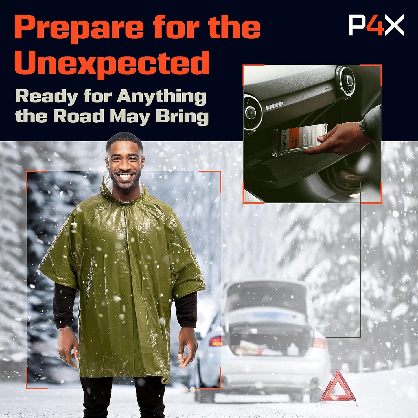 All-Weather Survival Poncho with Mylar Blanket - 4 Pack Emergency Kit - Ponchos Readi Gear