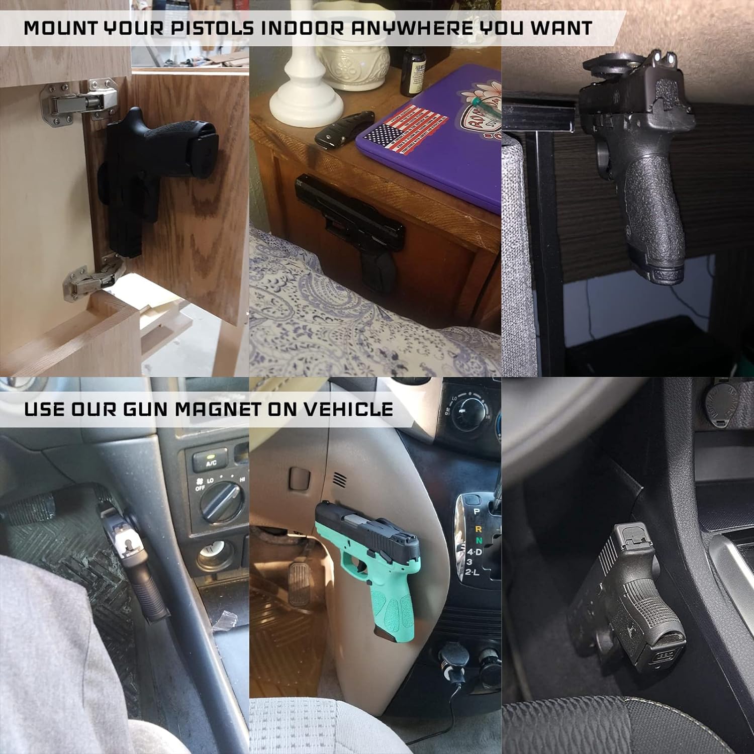 2nd Amendment Magnetic Concealed Gun Mount 2-Pack for Car, Desk, Wall - Magnetic gun mount Readi Gear