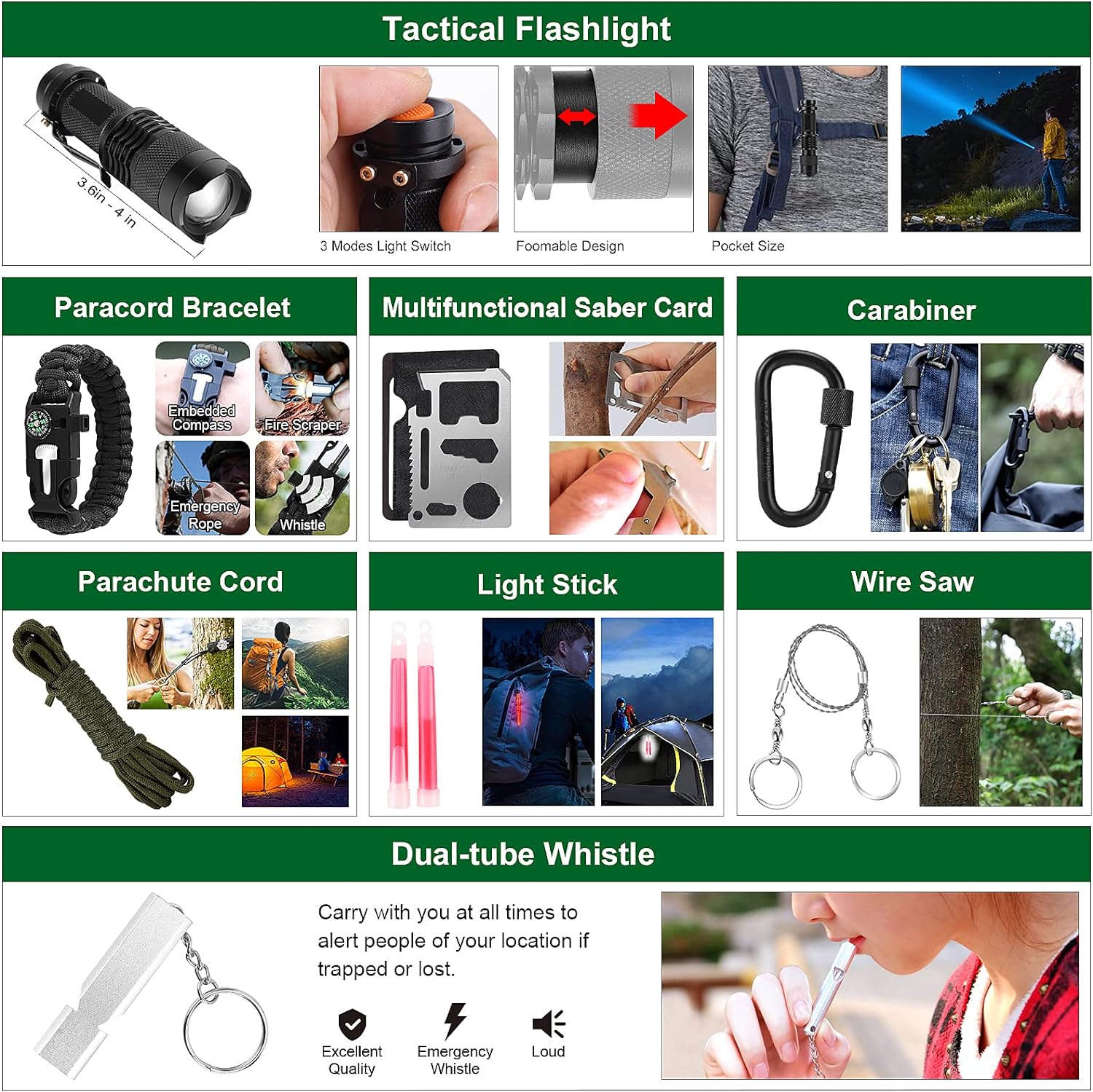 All-in-One Camping Survival Kit - 142-Piece First Aid & Tactical Gear - Camping Survival Kit Readi Gear