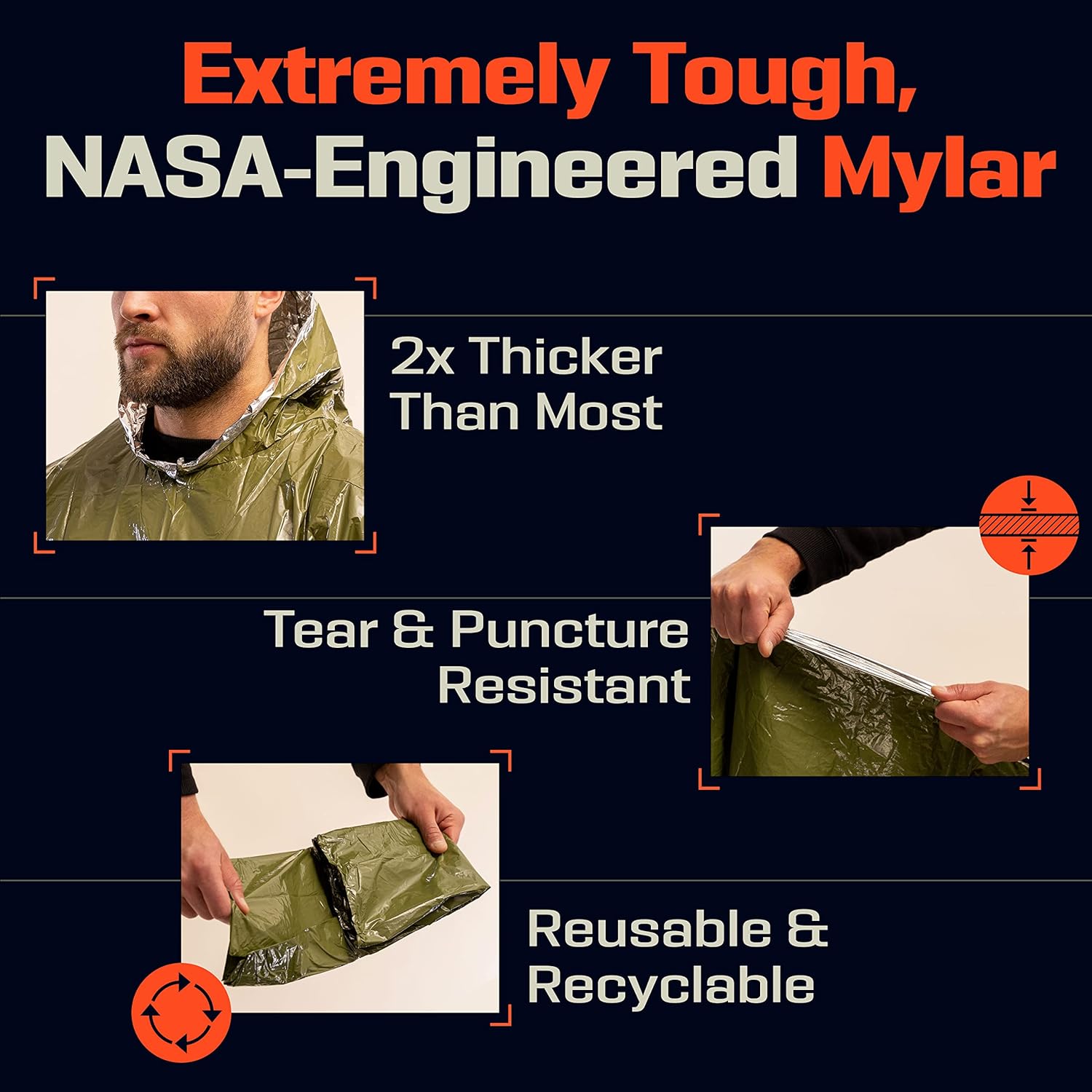 All-Weather Survival Poncho with Mylar Blanket - 4 Pack Emergency Kit - Ponchos Readi Gear