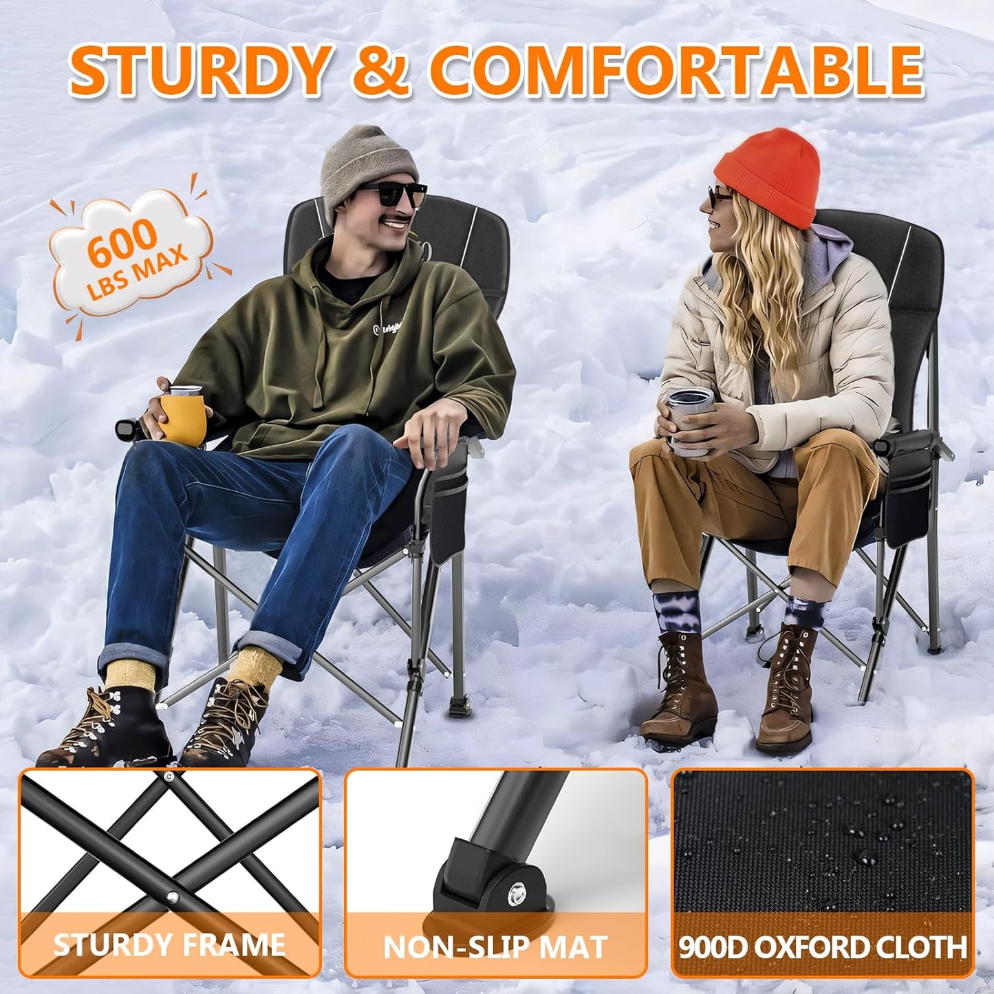 MaxHeat 3-Zone Heated Camping Chair - 20000mAh Battery, 600lb Support - Heated camping chair Readi Gear