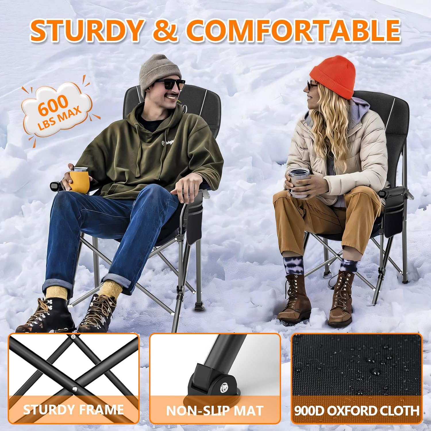 MaxHeat 3-Zone Heated Camping Chair - 20000mAh Battery, 600lb Support - Heated camping chair Readi Gear