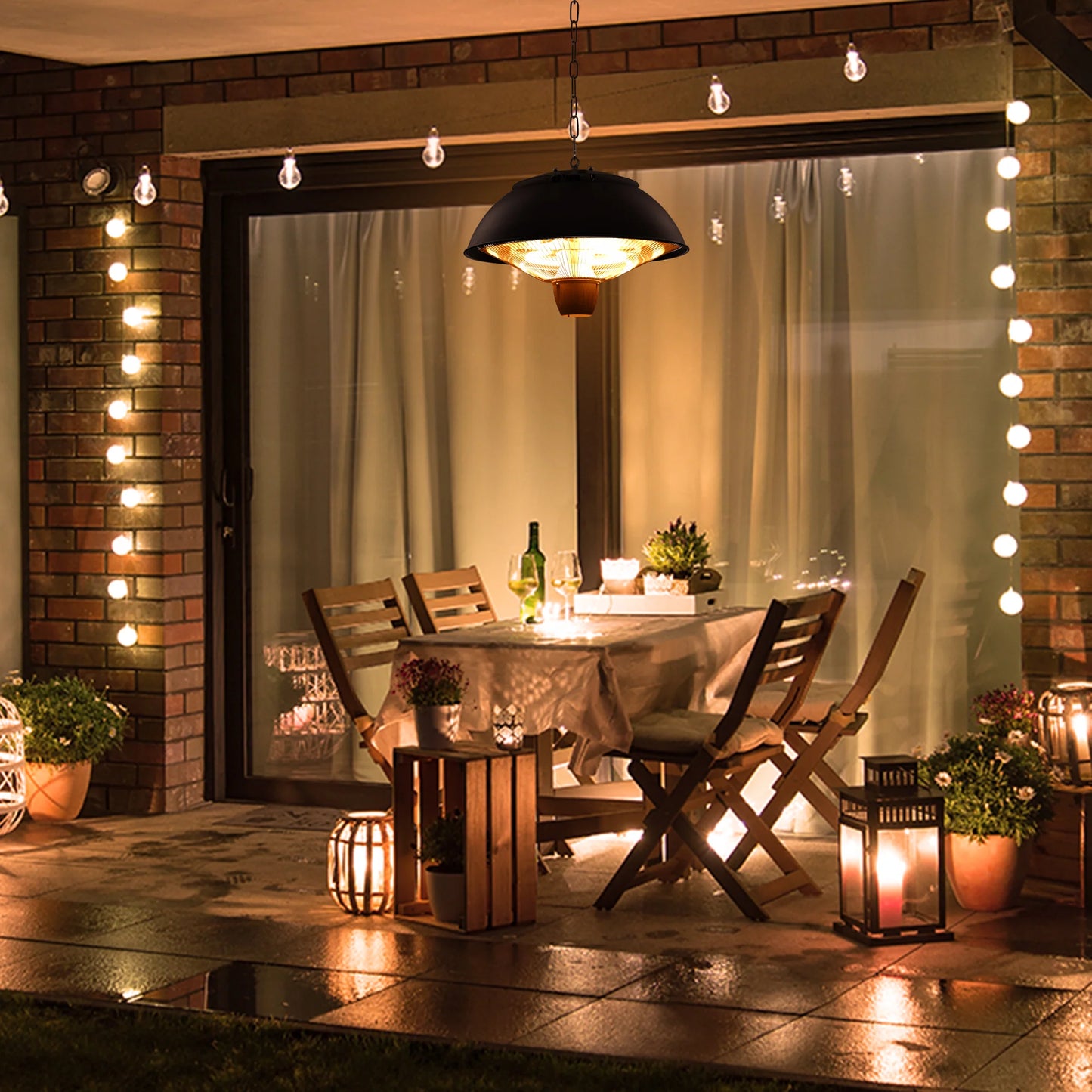 CozyGlow 1500W Indoor/Outdoor Hanging Patio Heat Lamp - Hanging patio heater Readi Gear