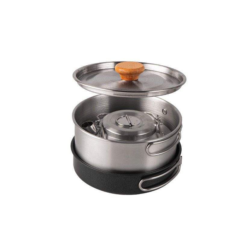 CampMaster 4-Piece Stainless Steel Kettle & Cookware Set - Camping Cookware Set Readi Gear