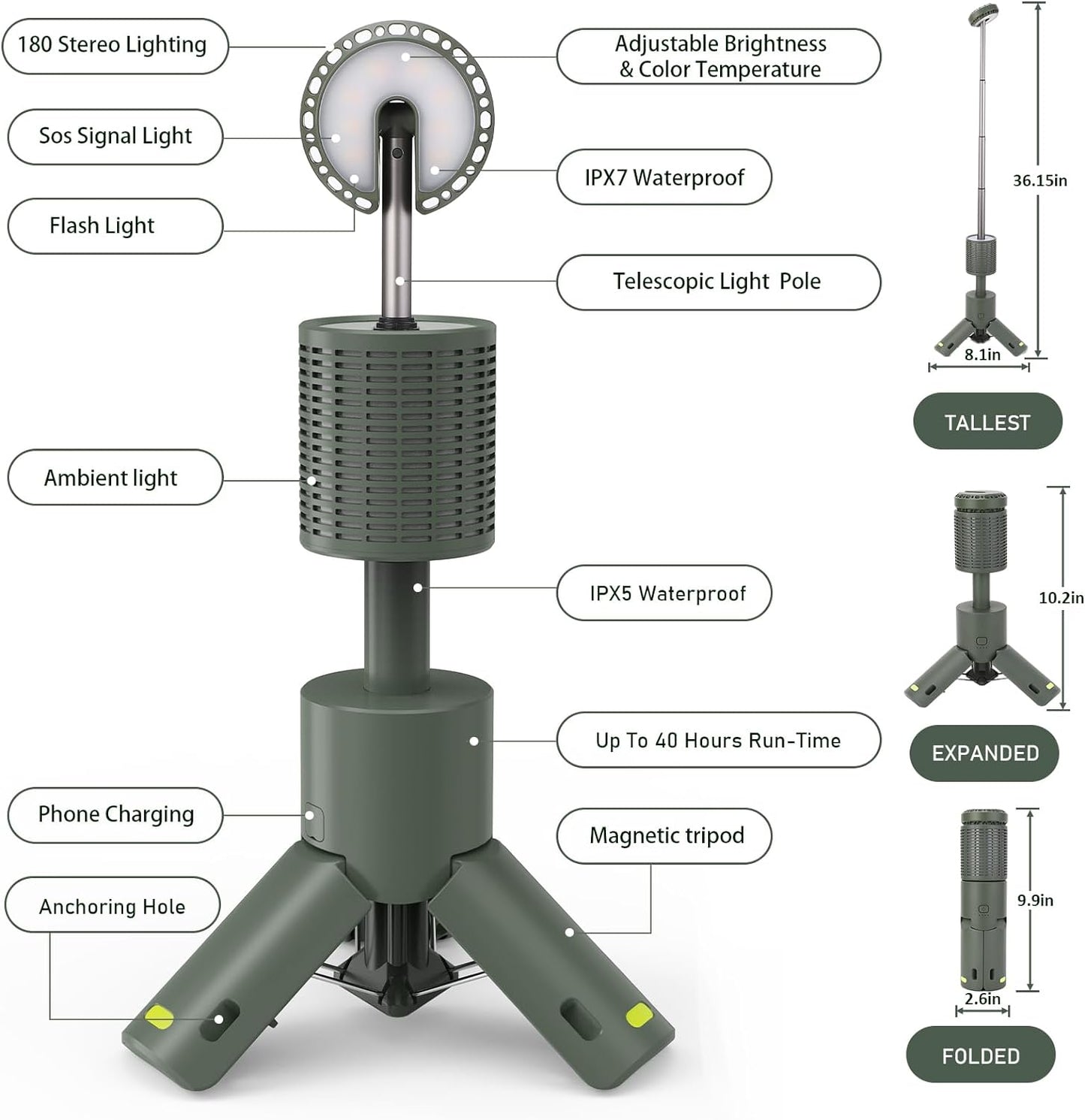 FlexiLight Pro Telescopic LED Lantern with Magnetic Tripod & USB Power Bank - Telescopic Camping Light Readi Gear