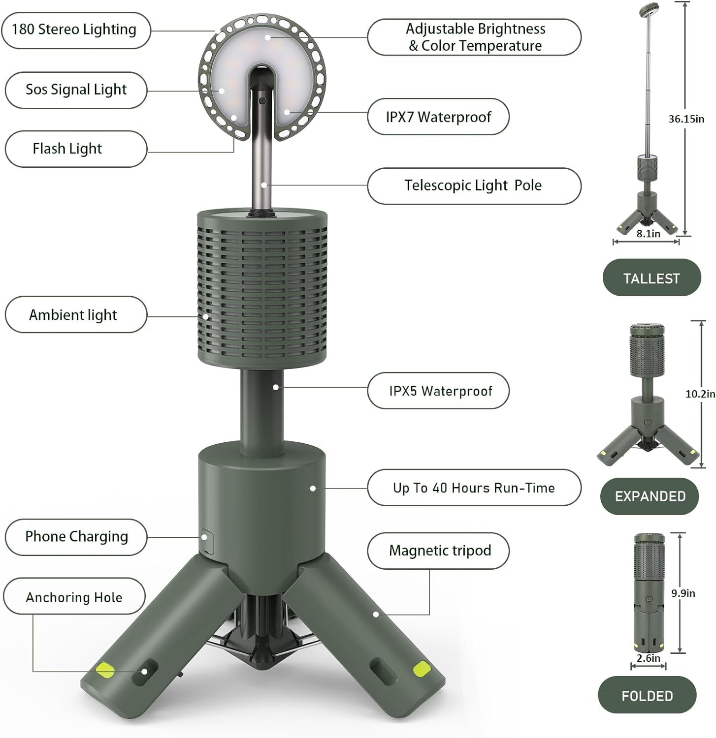 FlexiLight Pro Telescopic LED Lantern with Magnetic Tripod & USB Power Bank - Telescopic Camping Light Readi Gear