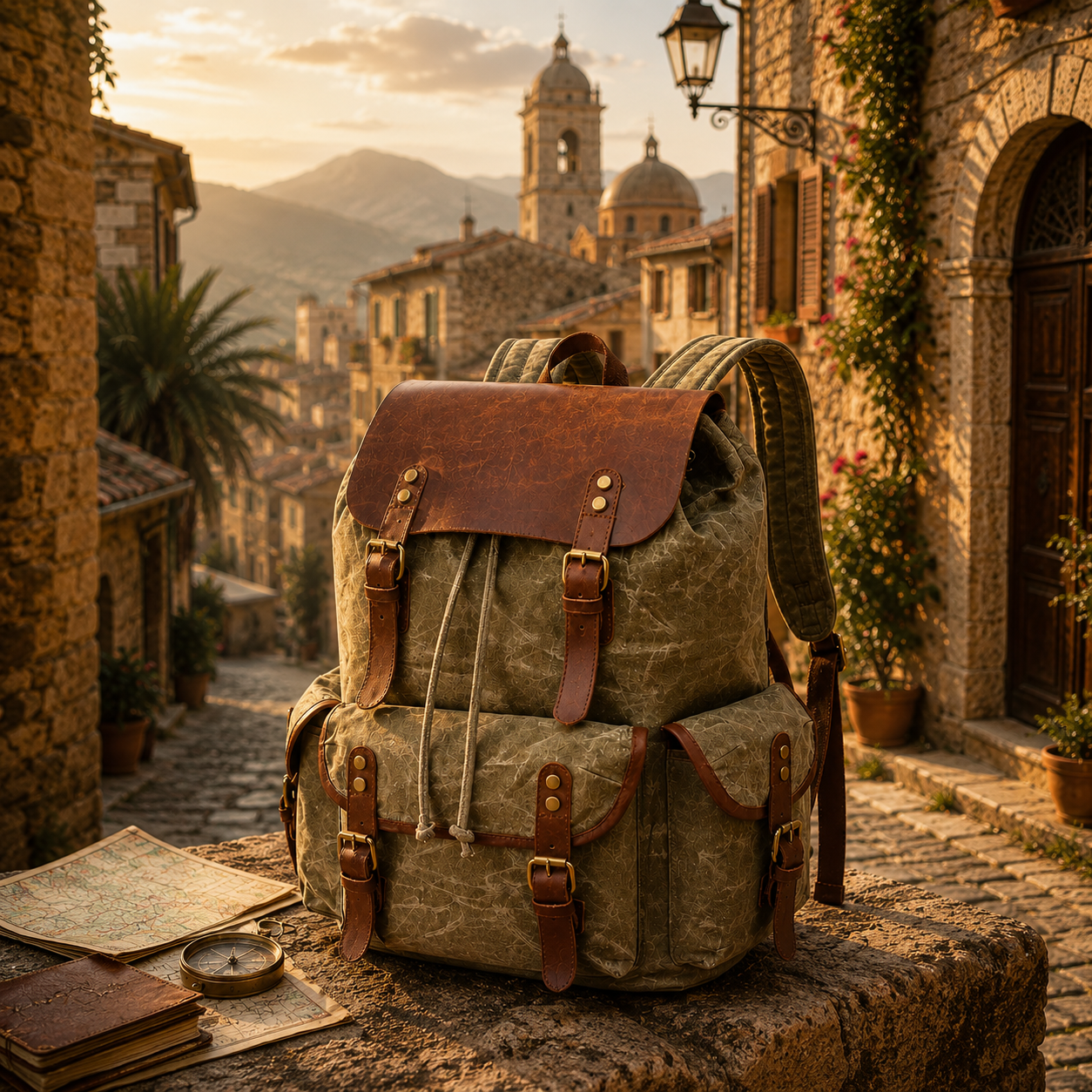 canvas leather backpacks Waxed Backpack The 25L Traveler Backpack is the ultimate travel companion Red Canvas + Brown Leather