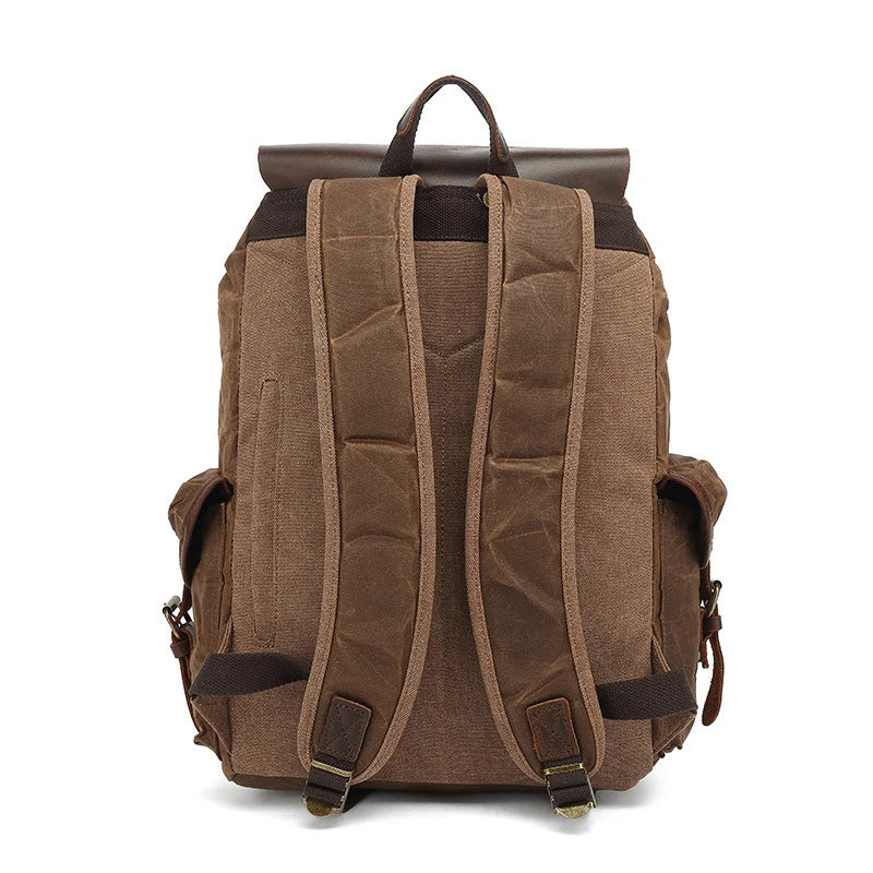 CanyonRidge Waxed Canvas Backpack - Classic Leather Rucksack - Vintage wax canvas backpack Readi Gear